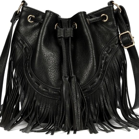 Boho Purses, Boho Bag, Black Fringe Purse, Western Purses for Women, Crossbody B - Picture 1 of 7